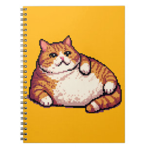 Carnet Orange gros chat mème pixel art
