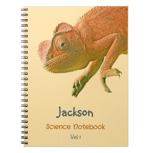 Carnet Orange Lizard Nommé Sujet De L'École (Devant)