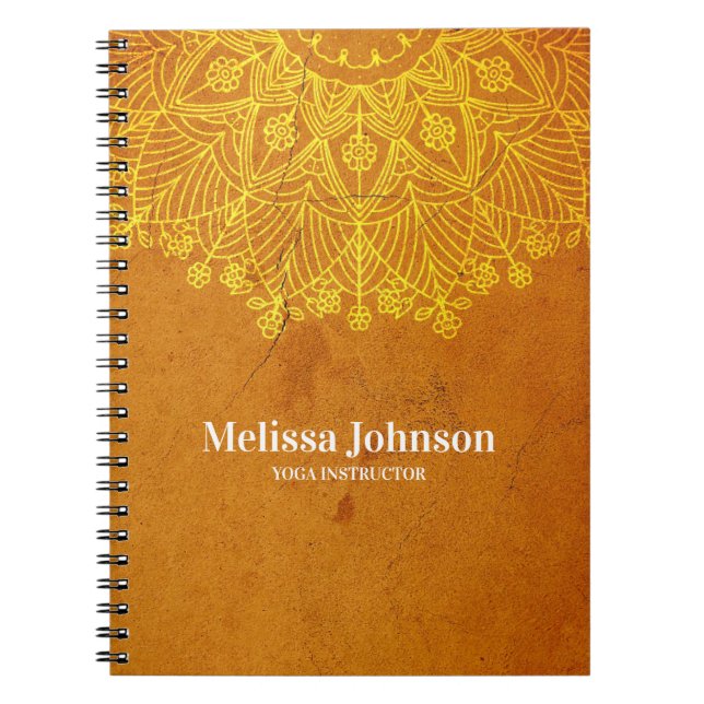 Carnet Orange Mandala Yoga - méditation sur mesure (Devant)
