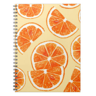 Carnet orange motif fruits, alimentation alimentation aqu