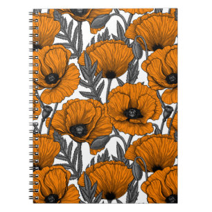 Carnet Orange poppies on white