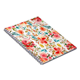 Carnet Orange rouge coloré rose fleuri été