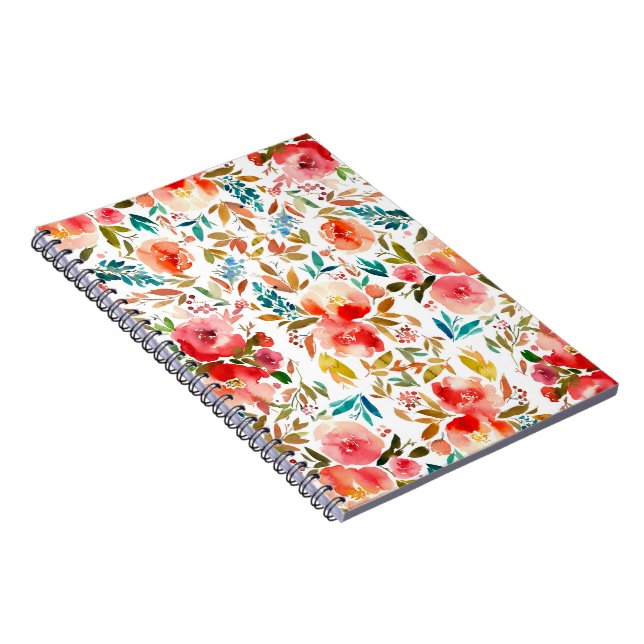 Carnet Orange rouge coloré rose fleuri été (Côté Droit)