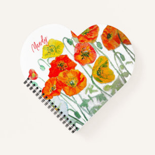 Carnet Orange rouge Motif à fleurs