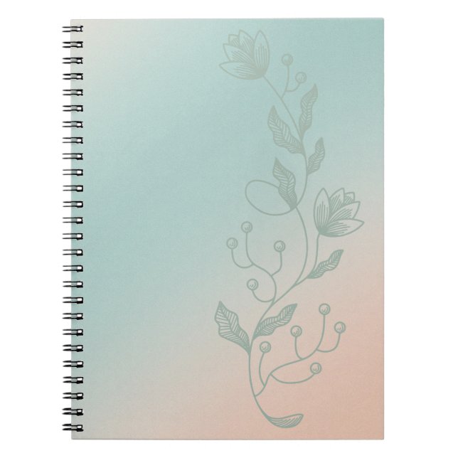 Carnet Orange & Teal Ombre Notebook Vibrant Floral Accent (Devant)