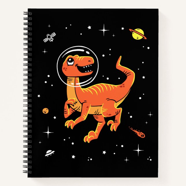 Carnet Orange Tyrannosaurus Dinos Dans L'Espace (Devant)