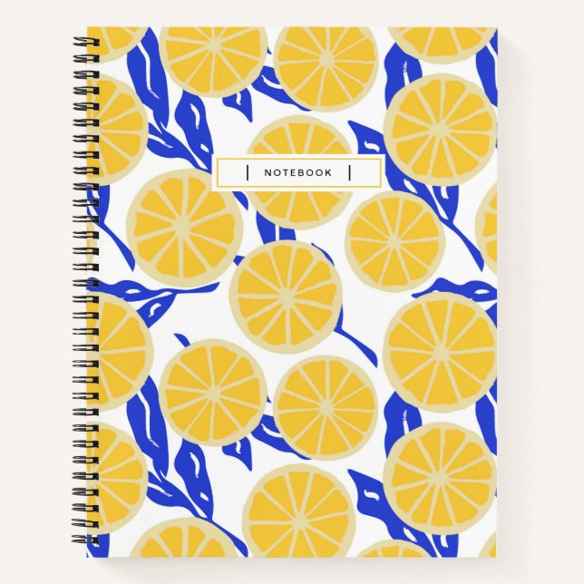 Carnet Oranges Abstraites Feuilles Bleus Motif Fruit mode (Devant)