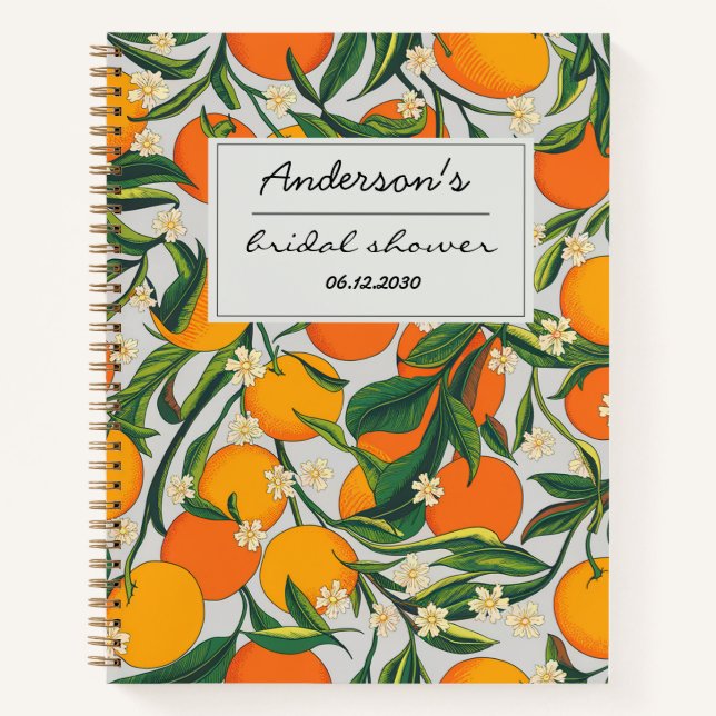 Carnet Oranges Agrumes Fruit Motif Floral Fête des mariée (Devant)