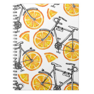 Carnet Oranges de bicyclette : motif d'été à l'aquarelle