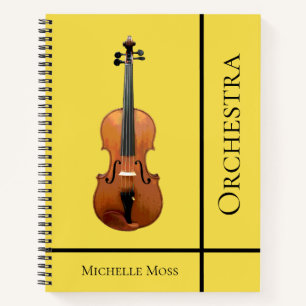 Carnet Orchestre de violon Monogramme Jaune