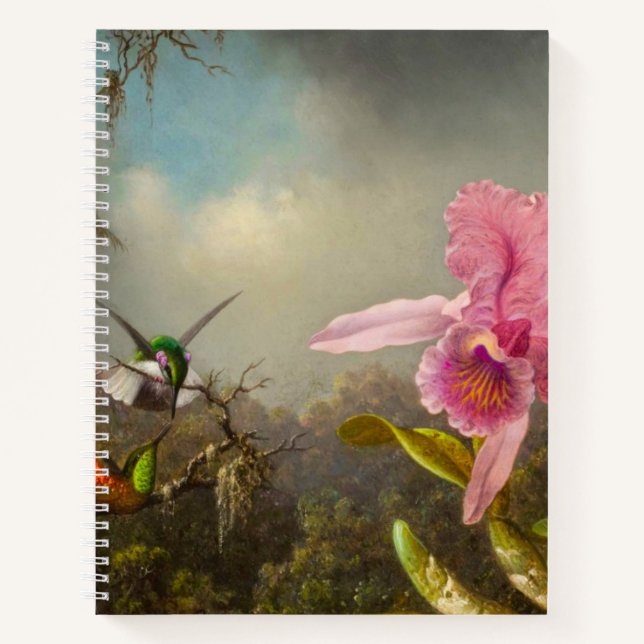Carnet Orchidée avec deux colibris Heade (Devant)