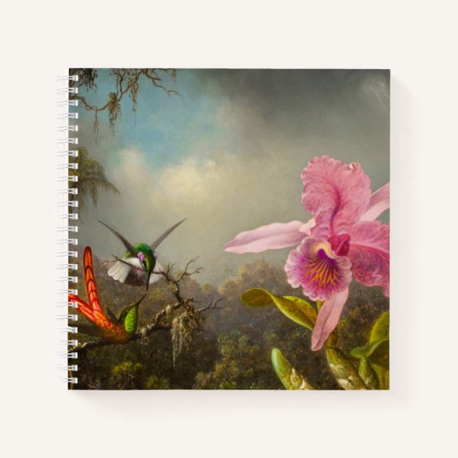 Carnet Orchidée avec deux colibris Heade (Devant)
