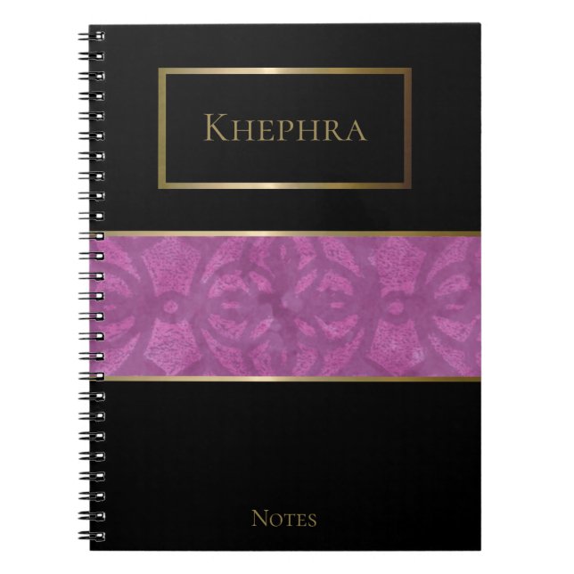 Carnet Orchidée profonde violet Batik Nom simple (Devant)