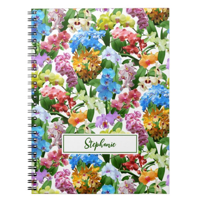 Carnet Orchidées Motif Floral Nom du monogramme (Devant)