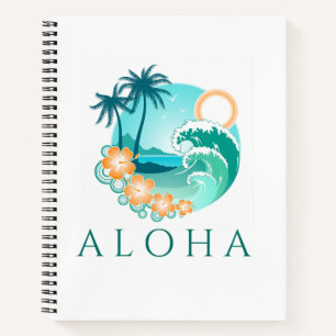 Carnet Ordinateur portable à spirale tropicale Aloha