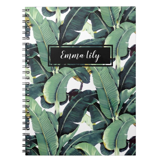 Carnet Ordinateur portable à spirale tropicale Feuille de (Devant)
