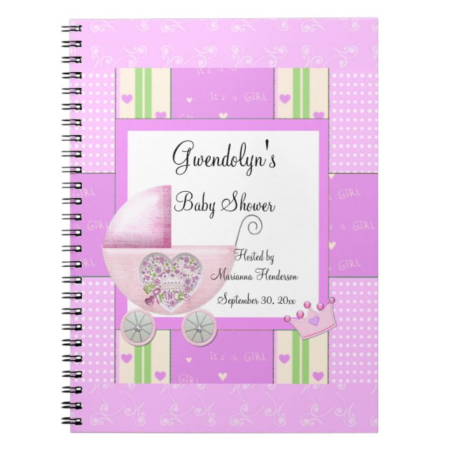 Carnet Ordinateur portable Baby shower princesse rose Spi (Devant)