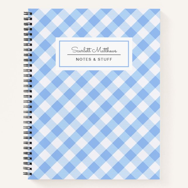 Carnet Ordinateur portable de nom de Motif bleu Plaid En  (Devant)