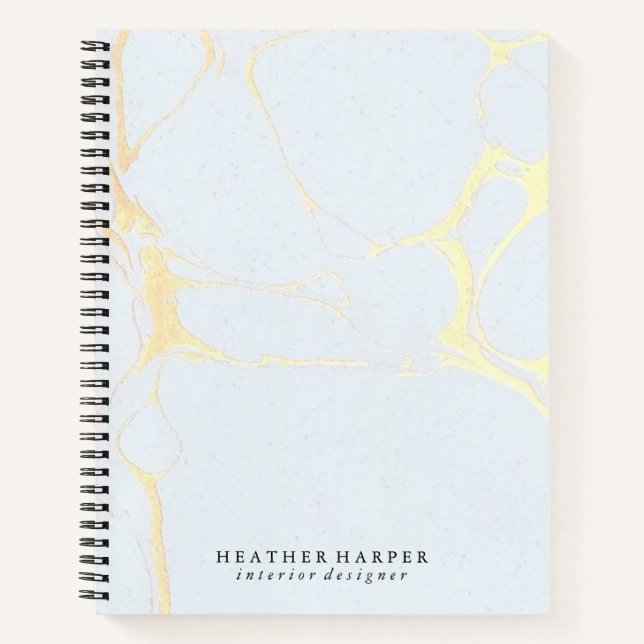Carnet Ordinateur portable - Marbre bleu et or (Devant)