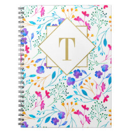 Carnet Ordinateur portable monogramme floral à spirale