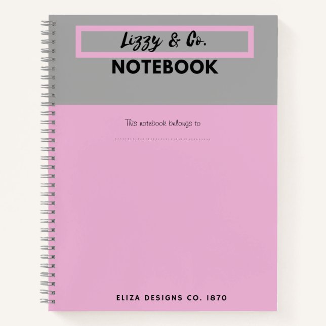 Carnet Ordinateur portable rose et gris personnalisé (Devant)