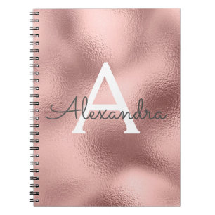 Carnet Ordinateur portable Rose Gold Foil Sparkle Monogra