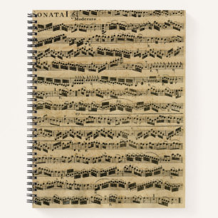 Carnet Ordinateur portable vintage Musical Notes