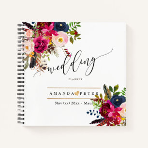 Carnet Organisateur de mariage Fleurs aquarelles Bohème R