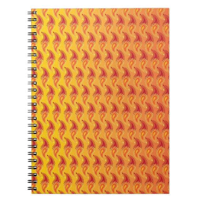 Carnet Oriental Orange Twin flamme Persian Paisley Motif (Devant)