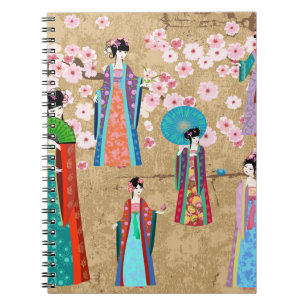 Carnet Orientale fille en retro costumejapanese, chinois,