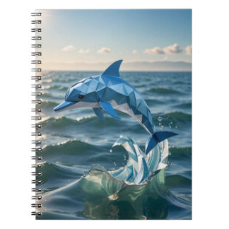 Carnet Origami dolphin jumping out of the sea spiral
