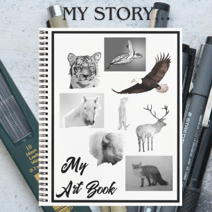 Carnet Original Cheval Spirit Animal Black White Dessin