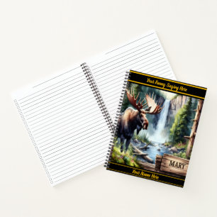 Carnet Orignal majestueux près de la cascade dans une for