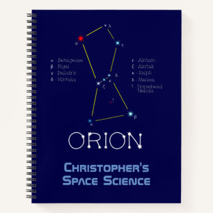 Carnet Orion de constellation de l'hémisphère nord
