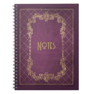 Carnet Ornat violet et cadre or