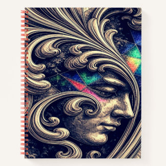 Carnet Ornate Abstract Face with Flowing Baroque Lines