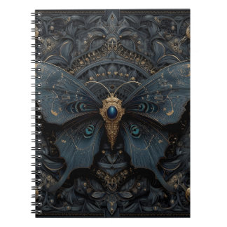 Carnet Ornate Dark Blue Butterfly with Gold Filigree 