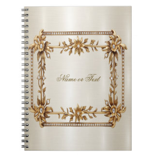 Carnet Orné Or Rectangle Fleurs Dimonées brillant