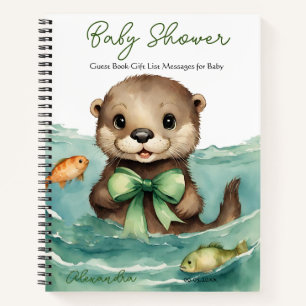 Carnet Otter Genre Neutre Baby shower Invité Liste de cad