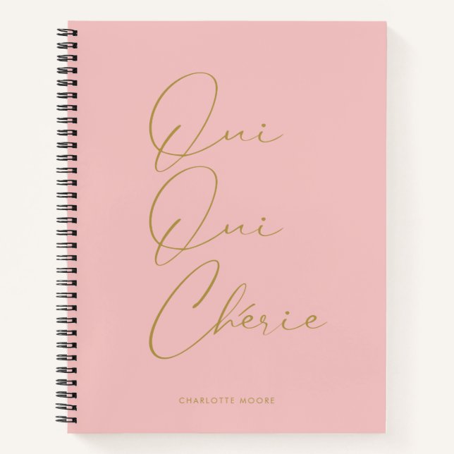Carnet Oui Oui Chérie Citation française Chic Funny Blush (Devant)