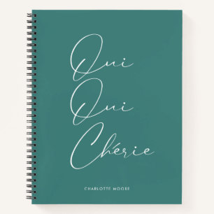 Carnet Oui Oui Chérie Citation française Chic Funny Mint 