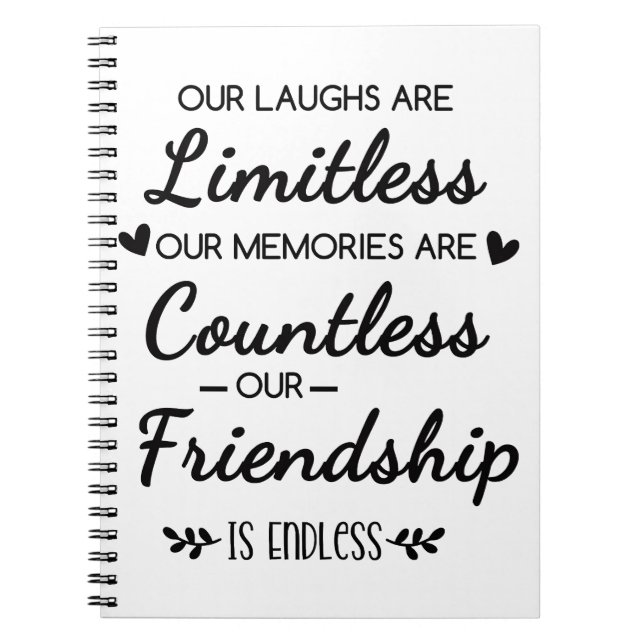 Carnet Our Laughs Are Limitless Friendship Quote (Devant)