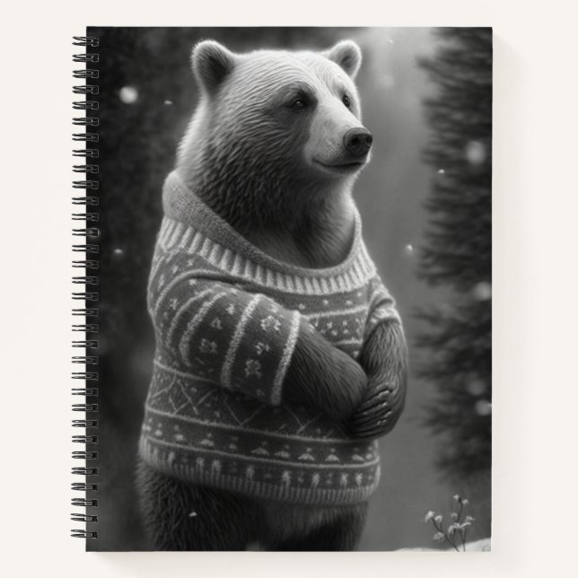 Carnet Ours adorable portant un doux douillet (Devant)