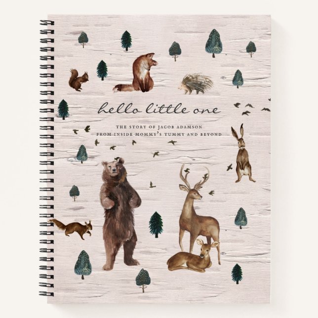 Carnet Ours de la forêt rustique bébé/grossesse (Devant)