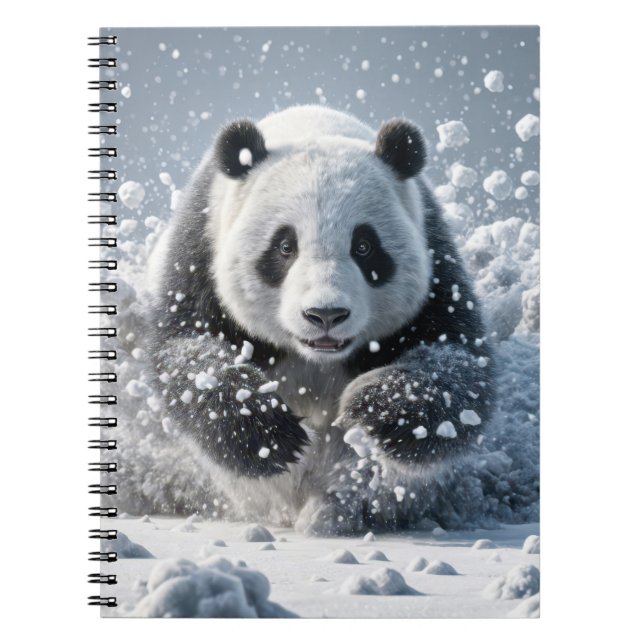Carnet Ours De Panda Courir Dans La Neige (Devant)