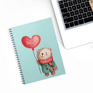 Carnet Ours en peluche de la Saint Valentin tenant un bal