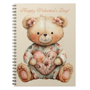 Carnet Ours Floral Vintage Avec Coeur Saint-Valentin
