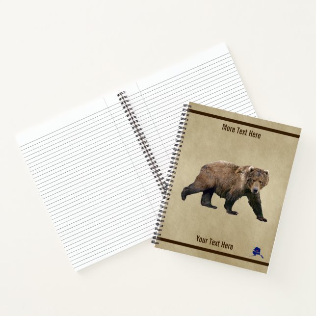 Carnet Ours Kodiak Sur Papier Ancien (Intérieur)