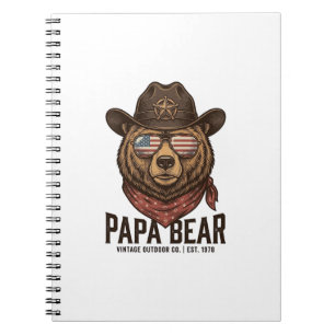 Carnet Ours Papa Cowboy Ours Patriote Vintage Vector Des