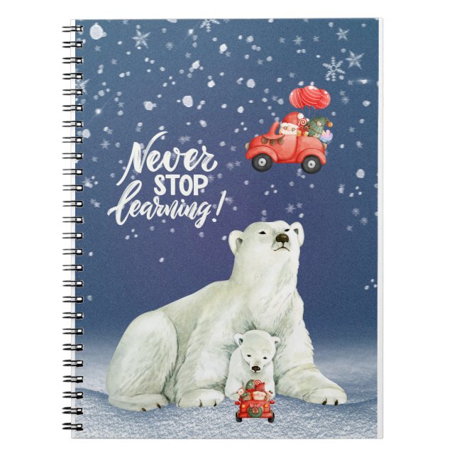 Carnet Ours polaire de Noël avec génomes festifs (Devant)